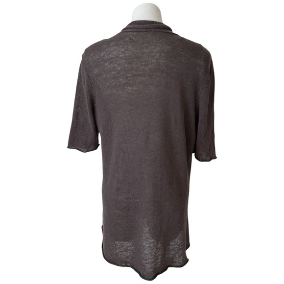 Eileen Fisher Linen Open Front Cardigan Short Sleeve Brown Lagenlook - Picture 2 of 7